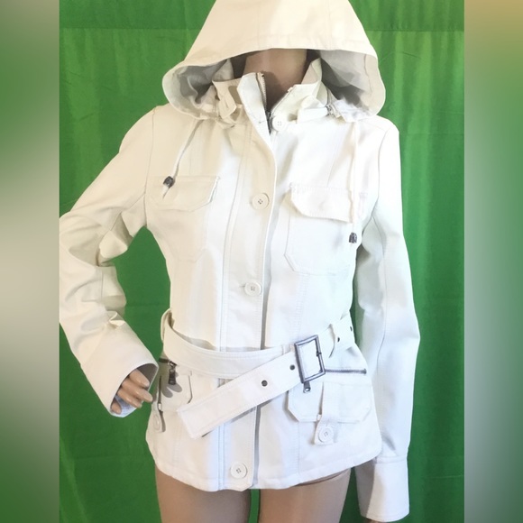 Cat Walk Studio Los Angeles Hooded faux Leather Front Zip Jacket NWOT - Picture 2 of 11
